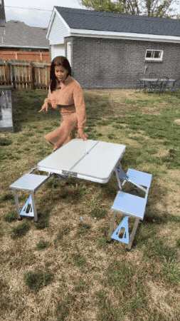 🪑Mesa Portátil 4 Puestos Integrados🧺